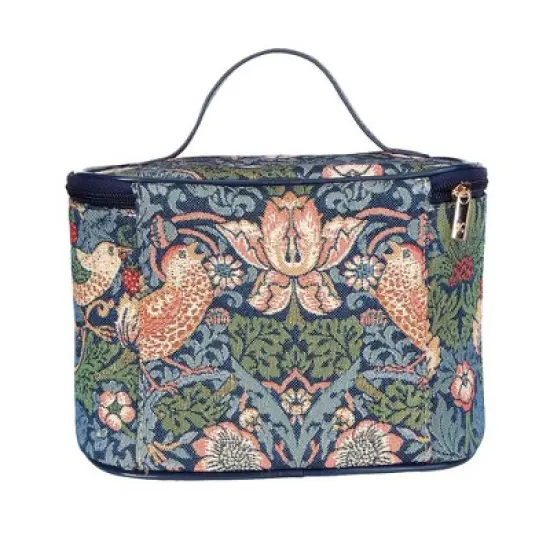 Signare USA William Morris Strawberry Thief Blue Toiletry Vanity Bag image {1}