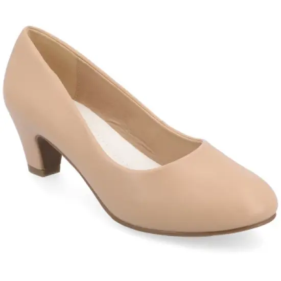 Journee Collection Womens Luu-m Comfort Insole Round Toe Low Block Heel Pumps image {12}