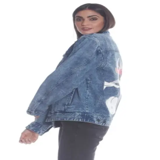 Members Only Women's Bugs Placement Solid Denim Oversized Jacket image {2}