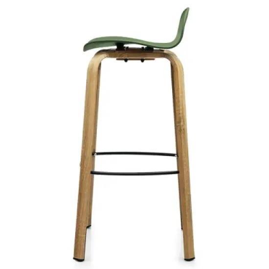 Costway Modern Set of 4 Barstools 30inch Pub Chairs w/Low Back & Metal Legs Green image {9}
