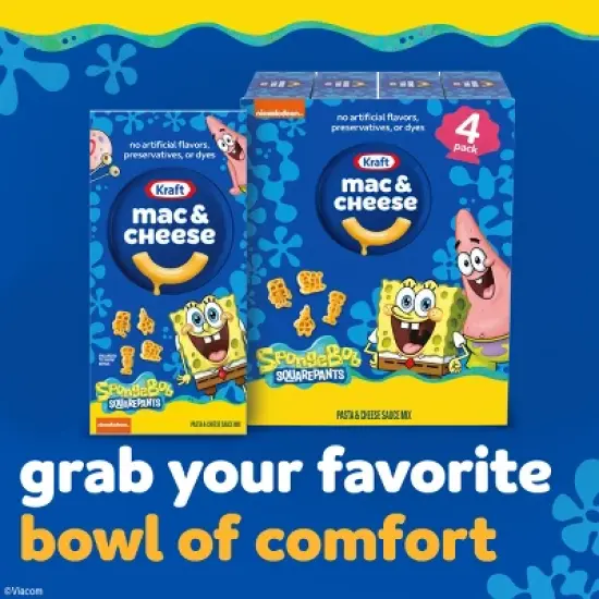 Kraft Spongebob Shapes Mac & Cheese Dinner - 4ct/5.5oz image {4}