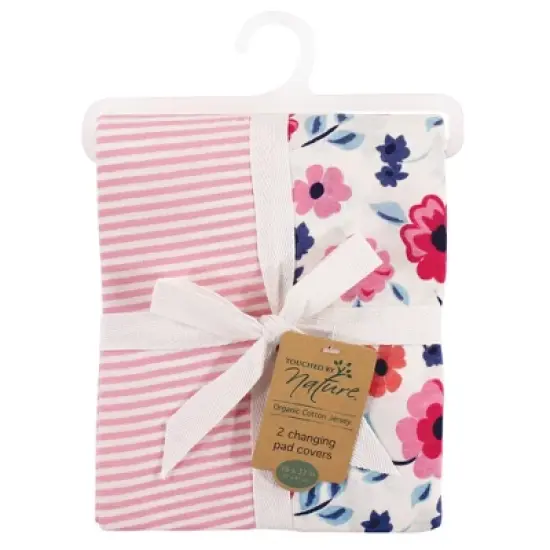 Touched by Nature Girl Organic Cotton Changing Pad Cover, Garden Floral, One Size image {1}