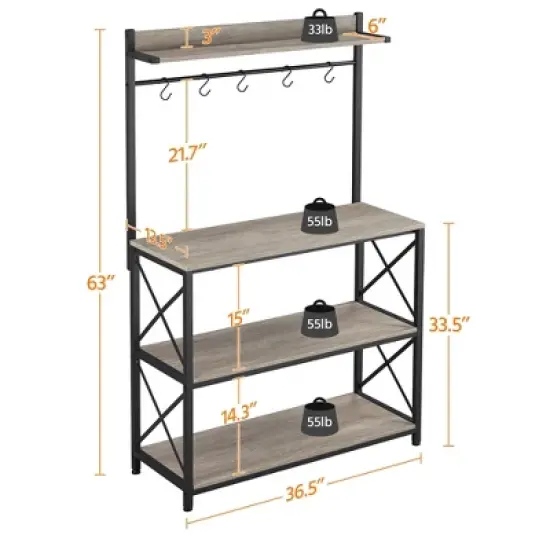 Yaheetech 4-Tier Kitchen Storage Rack with 5 S Hooks image {3}