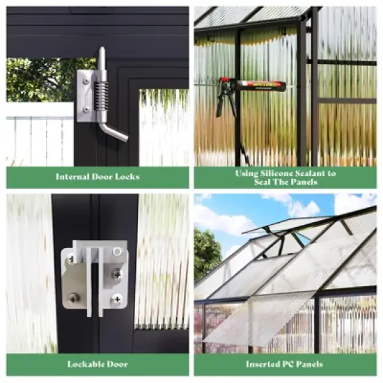 AMERLIFE Polycarbonate Greenhouse for Outdoors, Walk-in Design with Aluminum Frame image {4}