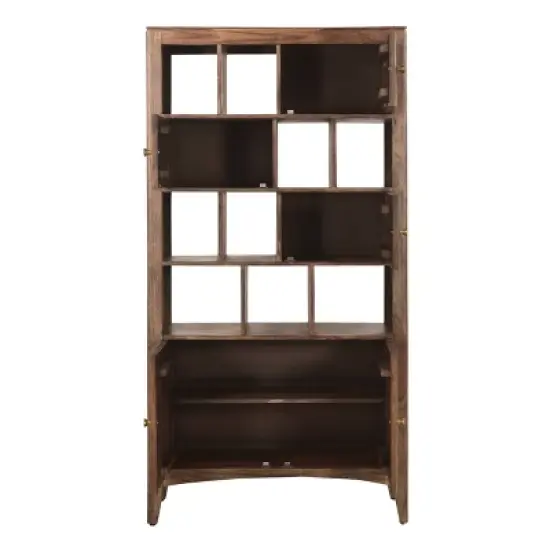 75" Nancy 5 Door Bookcase Natural Brown - Treasure Trove Accents image {3}