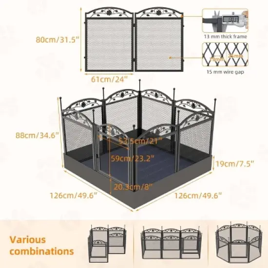8 Panels Heavy Duty Metal Dog Playpen Pen Pet Whelping Playpen Cage with Waterproof Fertility Mat for Indoor Outdoor Garden Puppy Play Exercise image {2}