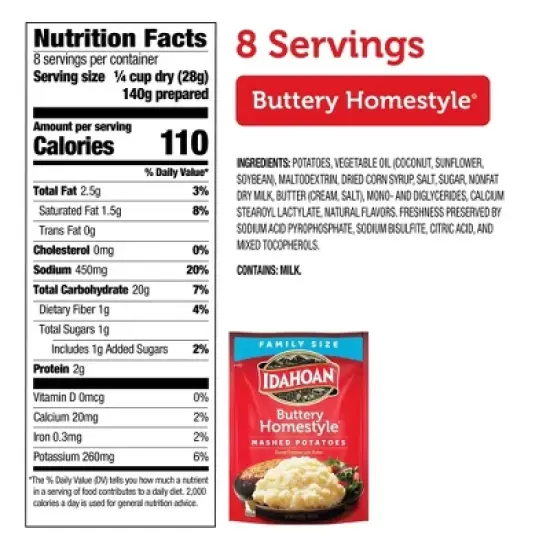 Idahoan Gluten Free Buttery Homestyle Mash Potatoes - 8oz image {3}