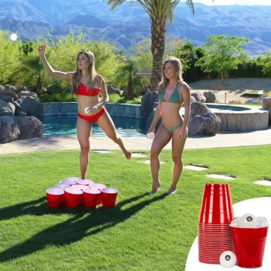 GoBig Giant 110 oz Red Party Cup 24 Pack with 4 XL Pong Balls - 24 Giant Cups for Beer Pong, Flip Cup or Novelty Use image {3}