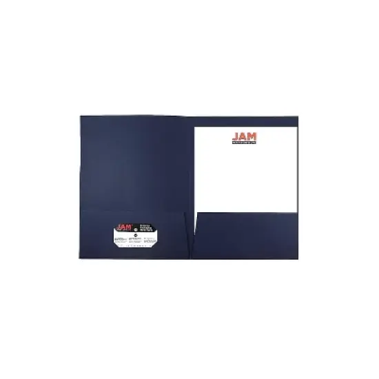 JAM Paper 2-Pocket Presentation Folders Navy Linen 100/Box 26982B image {2}
