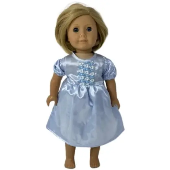 Size 6 Matching Girl And Doll Blue Satin Nightgown image {2}