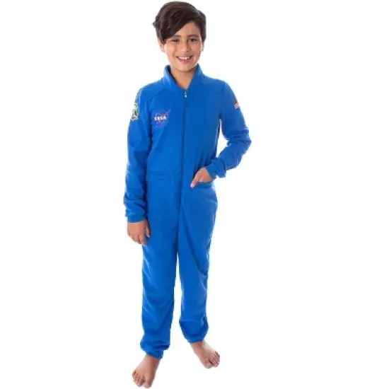 NASA Boys' Meatball One Piece Astronaut Space Suit Pajama Costume Union Suit Blue image {4}