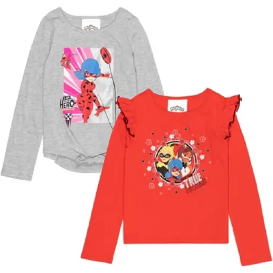 Miraculous Rena Rouge Cat Noir Ladybug Girls 2 Pack T-Shirts Toddler to Big Kid  image {11}