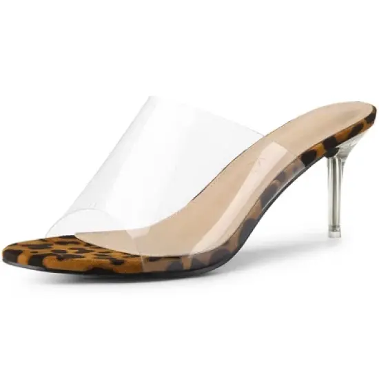 Allegra K Women's Clear Strap Stiletto Slide Heels Sandals image {10}