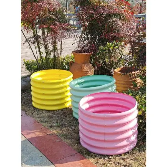 Cesicia 2x1.5ft Kids Raised Garden Beds Outdoor Galvanized Metal Planter Box for Planting Vegetables, Flowers, Fruits Blush Pink image {5}