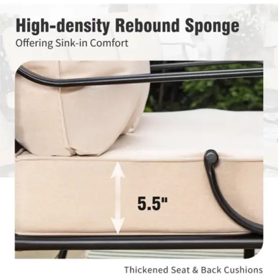 Captiva Designs 6pc Extra Large Metal Outdoor Patio Fire Pit Set with Rocking Pattern-back Chairs image {8}