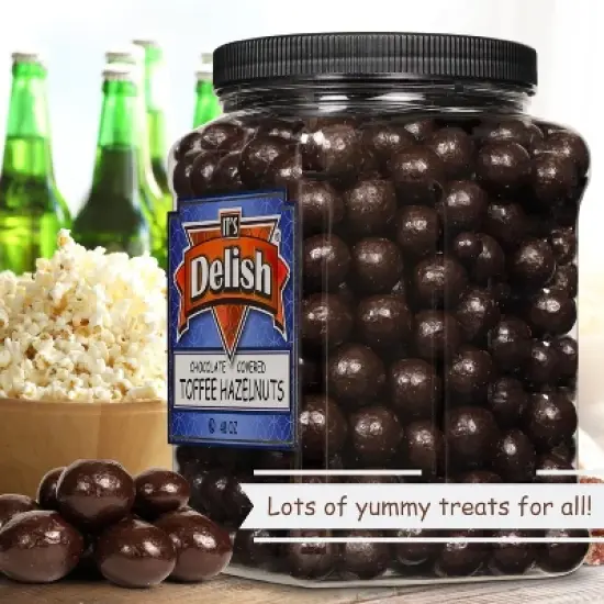 Chocolate Covered Toffee Coated Hazelnuts by It's Delish, 48 OZ Jumbo Container image {4}