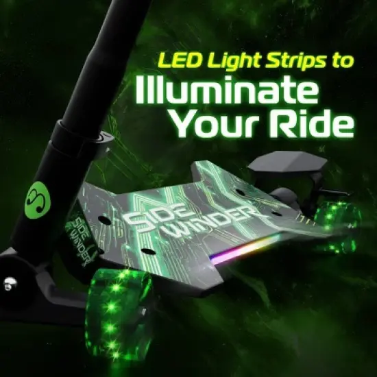 Melo SideWinder Kick Scooter - Green: Steel & Aluminum Frame, Lights Up image {4}