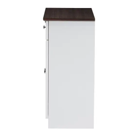 Lauren TwoTone and Buffet Kitchen Cabinet with Two Doors and Two Drawers White/Dark Brown - Baxton Studio image {2}