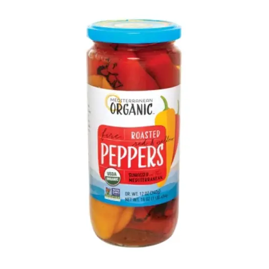 Mediterranean Organic Fire Roasted Red & Yellow Peppers - Case of 12/16 oz image {1}