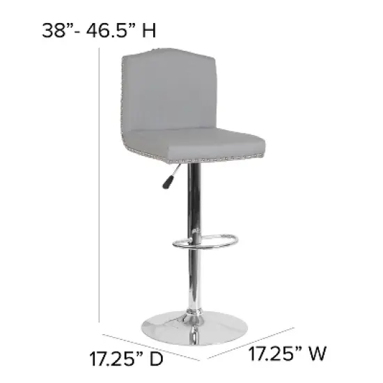 Flash Furniture Bellagio Contemporary Adjustable Height Crown Back Barstool with Accent Nail Trim image {3}