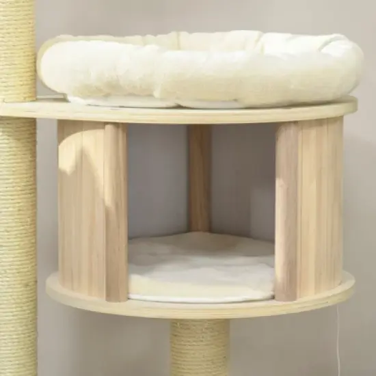 FURNIinspire3-Level Cat Tree with Sisal Scratching Posts, Fun Cat Badminton Toy for Playing, Soft Cushions & Play Areas, 25.5"*17.75"*46.5" image {2}