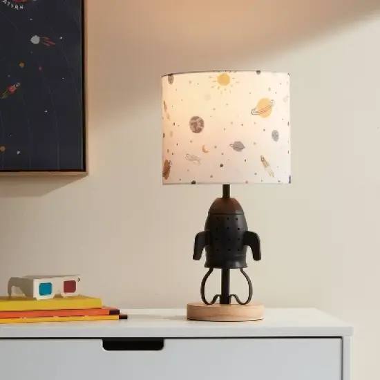 Spaceship Figural Kids' Table Lamp Black - Pillowfort&trade; image {1}