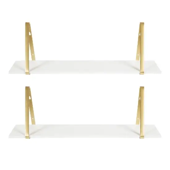 27.5" x 8.2" 2pk Soloman Wooden Shelf Set with Brackets - Kate & Laurel All Things Decor image {5}