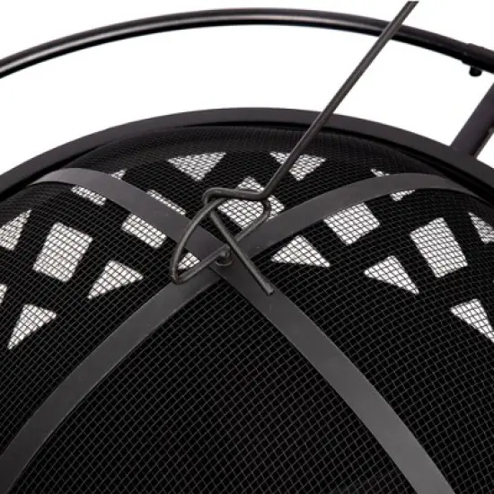 Bestier 20" Fire Pit for Outside Wood Burning, Round Outdoor Fire Pit with Screen and Poker, Brown Steel Fire Pit for Backyard Garden Bonfire Patio image {8}