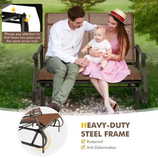 Tangkula 2-Person Outdoor Glider Chair Patio Rocking Lounge Chair w/ Breathable Fabric image {7}