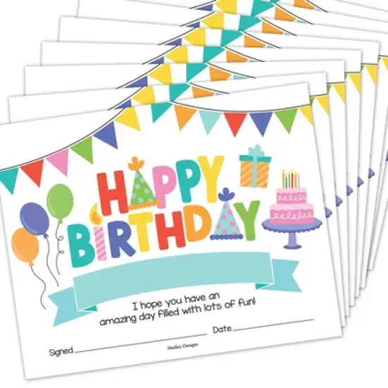 Hadley Designs Colorful Happy Birthday Certificates For Students, Set of 25 image {6}
