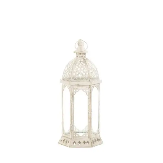 Iron Graceful Outdoor Lantern Distressed White - Zingz & Thingz image {4}