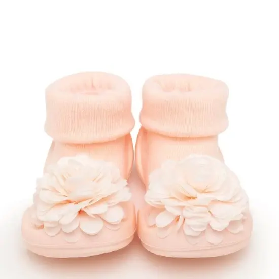 Komuello Baby Girl First Walk Sock Shoes Corsage Pink image {8}