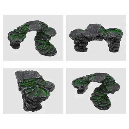 Unique Bargains Resin Tortoise Rock Turtle Basking Platform 8.3"x6.5"x3.6" Gray Green 1 Pc image {2}