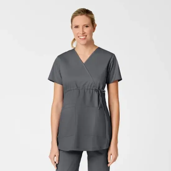 Wink Maternity Mock Wrap Scrub Top image {12}