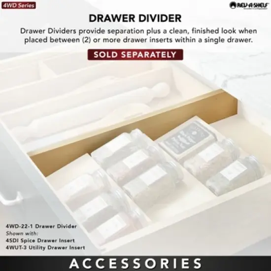 Rev-A-Shelf 4SDI 3-Tier Trim-to-Fit Wooden Spice Drawer Storage Organizer Cabinet Insert, Natural Maple image {4}