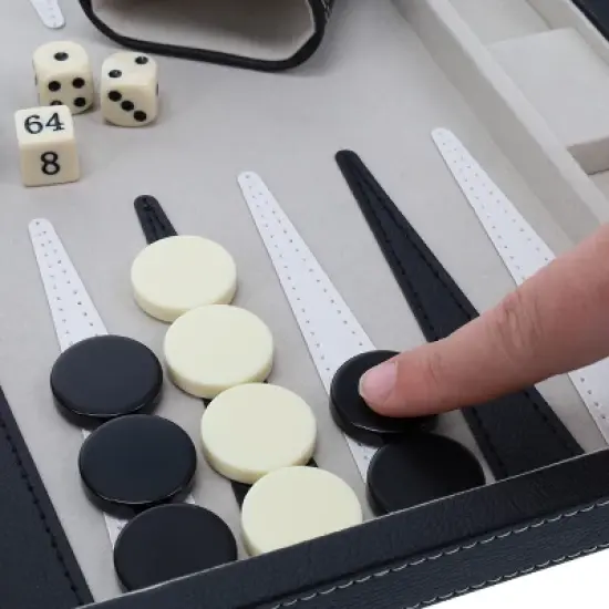 WE Games Black Leatherette Backgammon - 18 inch image {2}