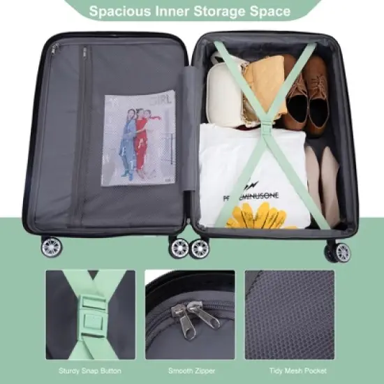 Gulches 5-Piece Expandable Hard PC Luggage Set, Light Green, TSA Lock, Lightweight Rolling Luggage image {6}