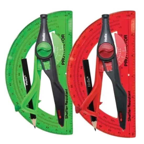 Helix Plastic Locking Compass & Protractor Set, 5 Sets image {2}