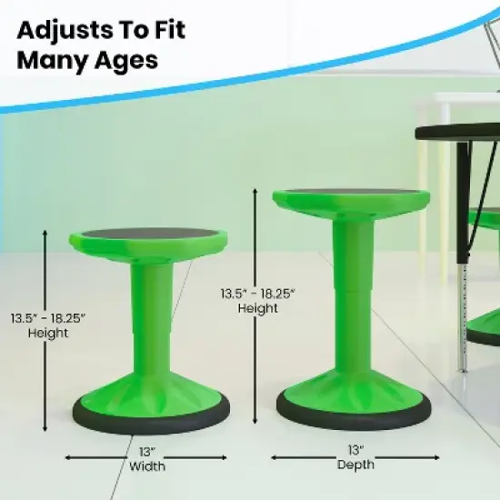 Flash Furniture Carter Adjustable Height Kids Flexible Active Stool for Classroom and Home with Non-Skid Bottom, 14" - 18" Seat Height image {11}