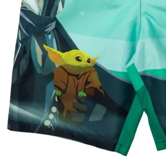Star Wars The Mandalorian Star Wars The Child Millennium Falcon X-Wing Swim Trunks Bathing Suit Little Kid to Big Kid image {2}