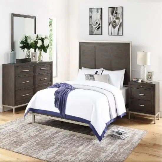 Broomfield 2 Drawer Nightstand Walnut - Steve Silver Co. image {2}