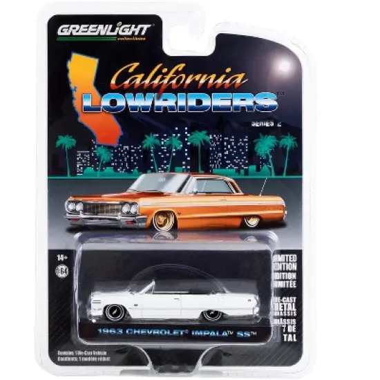 1963 Chevrolet Impala SS Convertible White "California Lowriders" Series 2 1/64 Diecast Model Car by Greenlight image {2}
