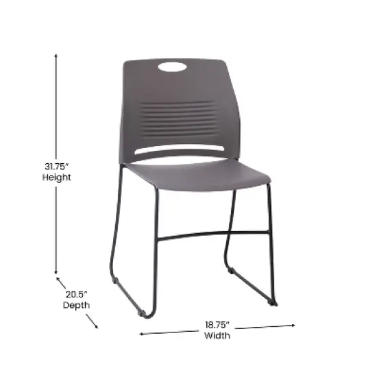 Flash Furniture HERCULES Series Commercial Grade 660 lb. Capacity Plastic Stack Chair with Powder Coated Sled Base Frame and Integrated Carrying Handle image {6}
