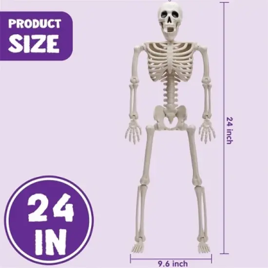 Joyfy 1/2 PCS 24" Posable Skeleton Halloween Decorative Props for Indoor/Outdoor Halloween Decorations, Graveyard Haunted House Spooky Scene Party image {1}