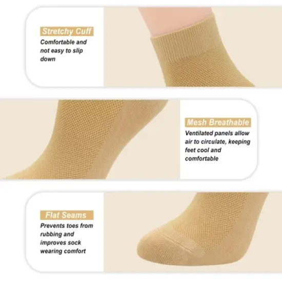 SERISIMPLE Women Thin Viscose Bamboo Above Ankle Sock Breathable Lightweight Classic Crew Casual 5 Pairs image {14}