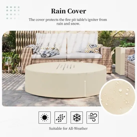 42/56 inch Outdoor Magnesium Oxide Fire Pit Table Propane for Outside Patio with Tank Cover image {7}