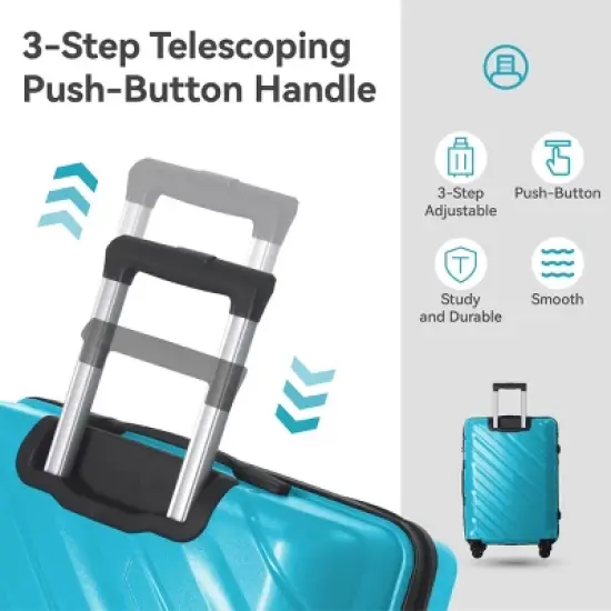 Syemin Luggage Lightweight 3 PCS Premium Abs Luggage Set Suitcase Set with Silent Spinner Wheels Carry on Luggage, Blue, 21.65"*13.19"*31.1" image {1}