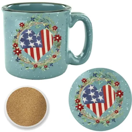 Courtside Market Patriotic heart 15 oz Mug & Ceramic Coaster Set image {1}