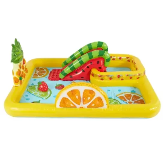 Intex Fun 'N Fruity Outdoor Inflatable Kiddie Pool Play Center with Water Slide image {3}