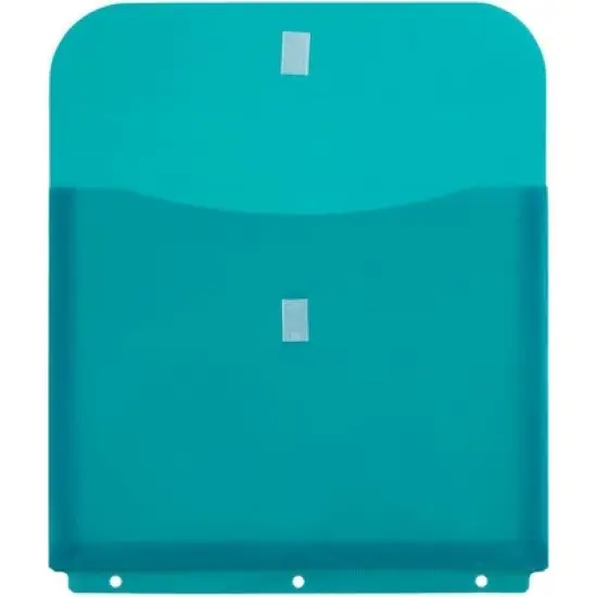 JAM Paper 8 5/8'' x 11 1/2'' 12pk Plastic 3 Hole Punch Binder Envelopes, Hook & Loop Closure, 1" Expansion - Teal Blue image {1}